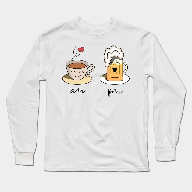 In the morning I love coffee and in the evening I love beer Long Sleeve T-Shirt by DaveLeonardo